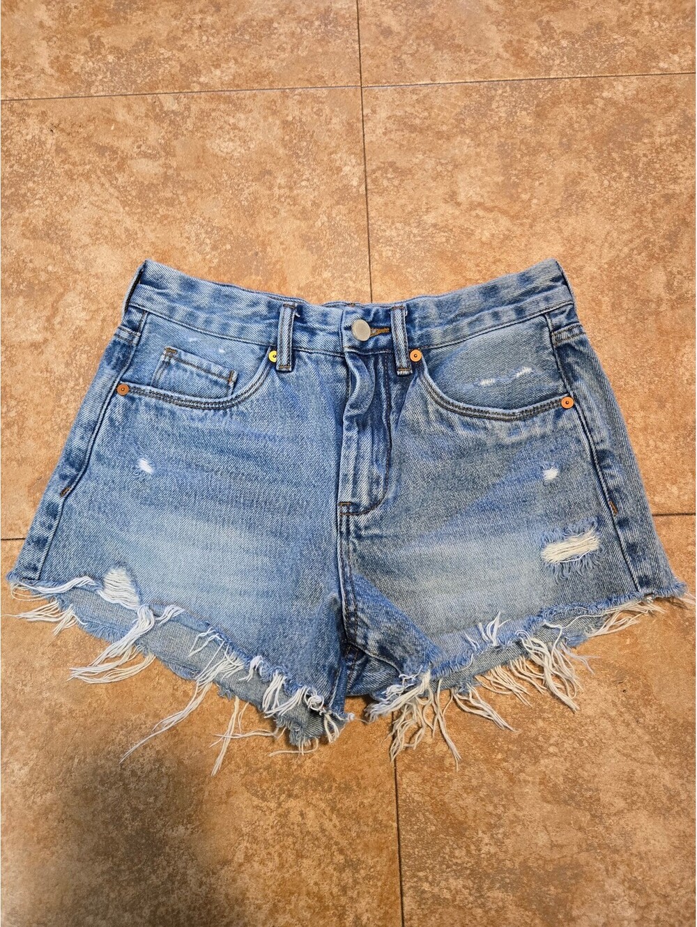 Blank NYC The Barrow Vintage High Rise Distressed Denim Shorts 26